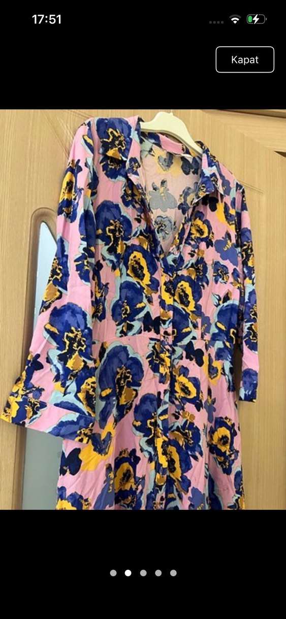 Çiçek Desenli Düğmeli Bohem Uzun Elbise - Görsel 2