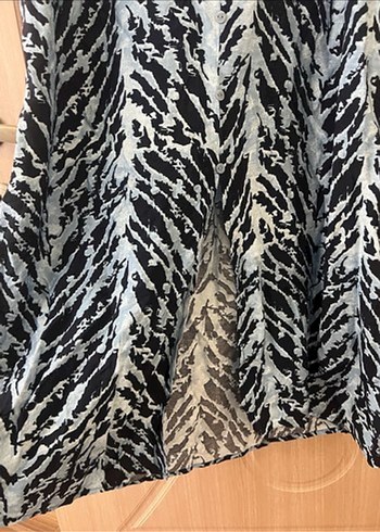 Bohem Uzun Zebra Desenli V Yaka Elbise - Görsel 2