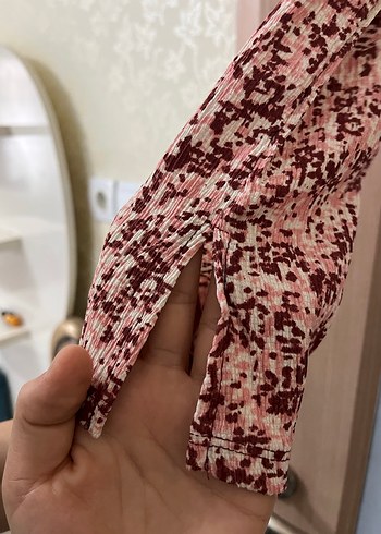 Bordo Bağlama Desenli Uzun Kollu Gömlek - Görsel 3