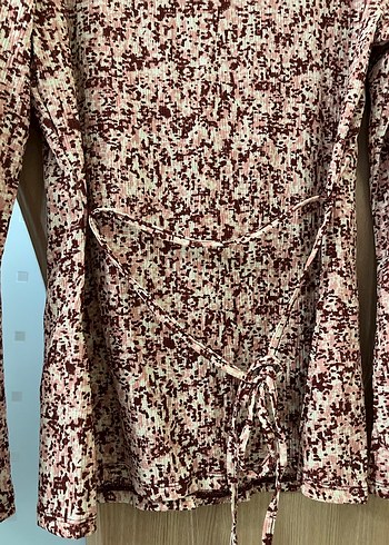 Bordo Bağlama Desenli Uzun Kollu Gömlek - Görsel 4