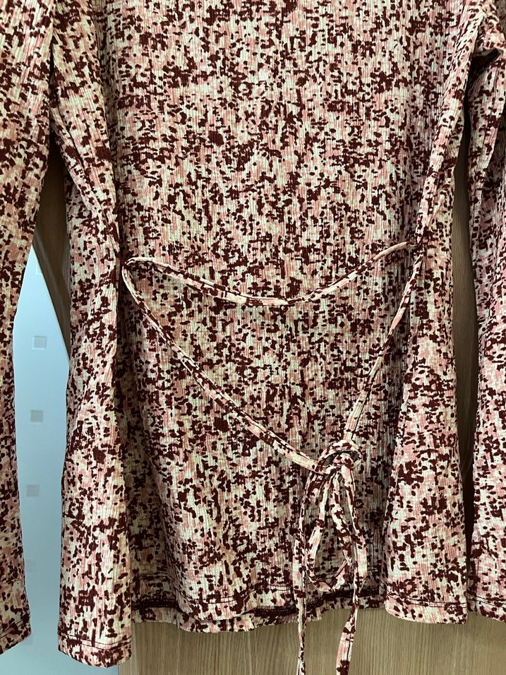 Bordo Bağlama Desenli Uzun Kollu Gömlek - Görsel 4