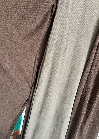 Bej Uzun Yünlü Dökümlü Anne Kabanı - Görsel 4