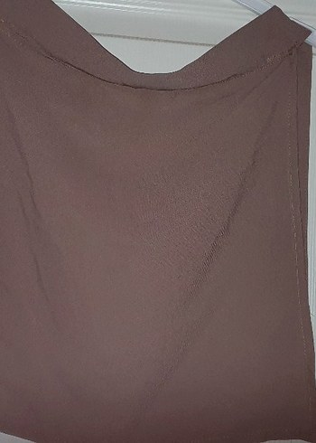 Bej Uzun Medine krip kumaşlı  Elbise - Görsel 5