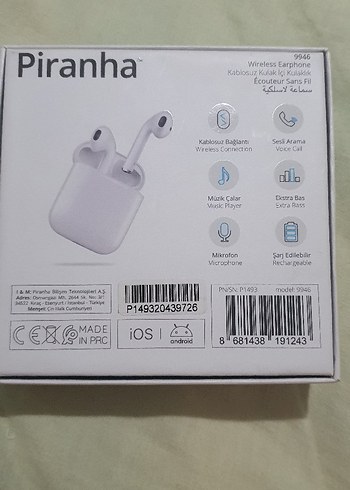 Piranha Kablosuz Beyaz Kulaklık - Görsel 2