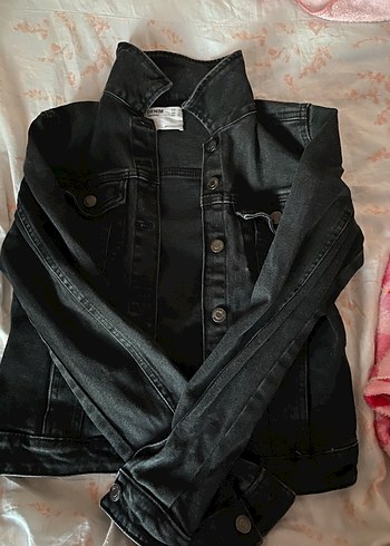 Bershka Bershka Siyah Düğmeli Denim Ceket