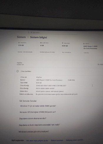 GTX 1650+ryzen 5 2600 hazır sistem - Görsel 9
