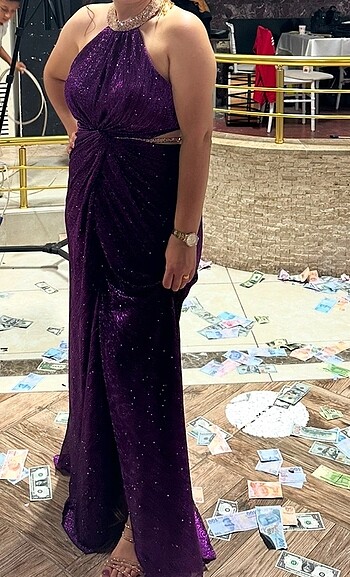 mor abiye elbise - Görsel 4