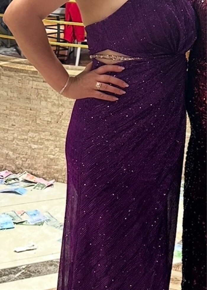 mor abiye elbise - Görsel 3