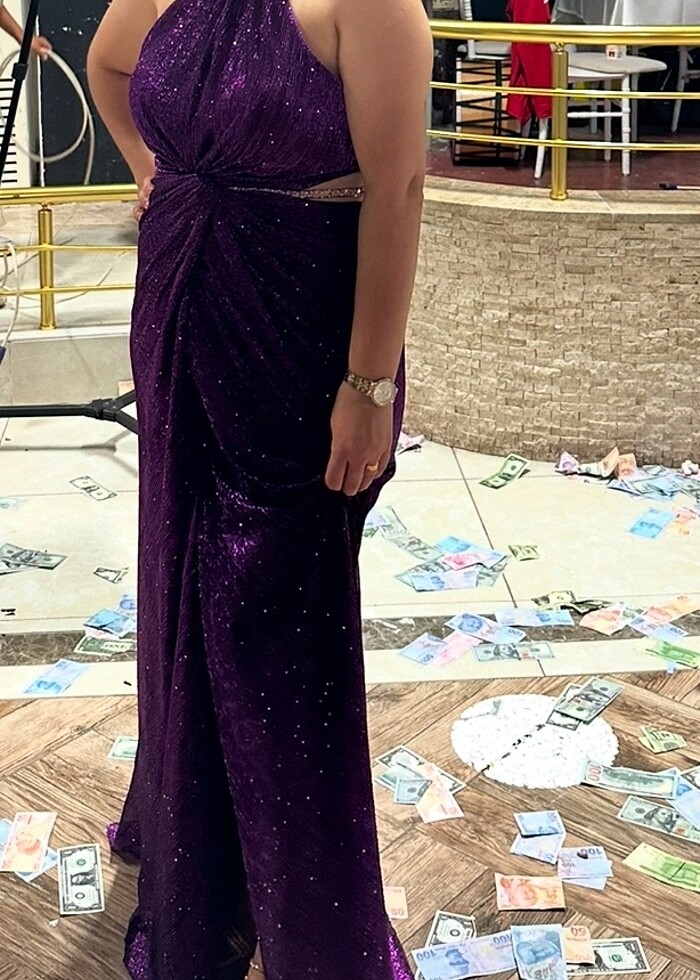 mor abiye elbise - Görsel 4