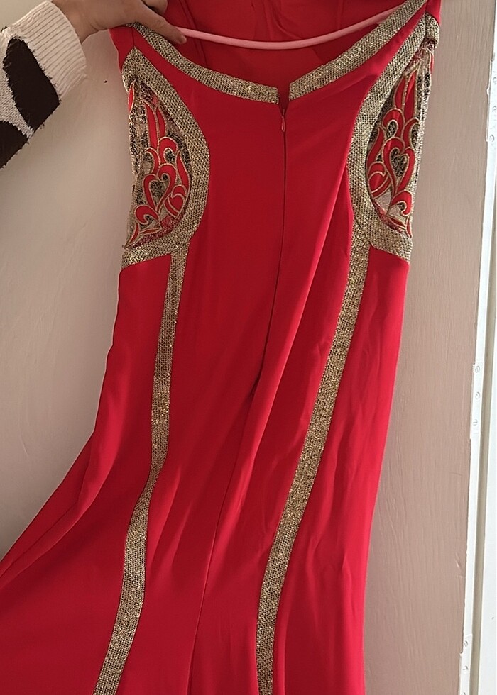 Nar çiçeği straplez abiye - Görsel 3