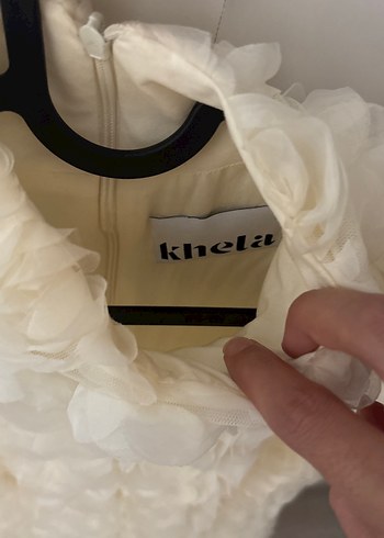 Kırık beyaz güllü  mini elbise - Görsel 3