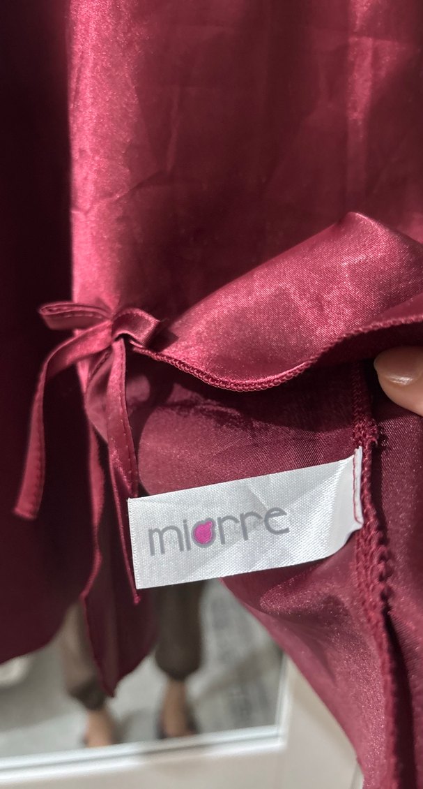 Bordo Parlak Askılı Midi Gecelik - Görsel 3