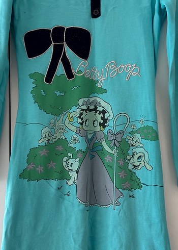 Turkuaz Uzun Kollu gecelik - Görsel 2