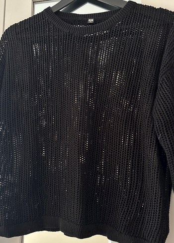 Siyah Örgü Kadın Triko Kazak - Görsel 2