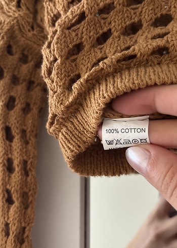 Bohem Tarz Midi Örgü Bej Kazak - Görsel 3