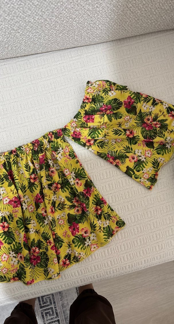 Renkli Desenli Sarı Bohem Bluz - Görsel 2