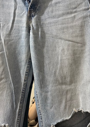 Gri Yırtık Midi Denim Kadın Jean - Görsel 2