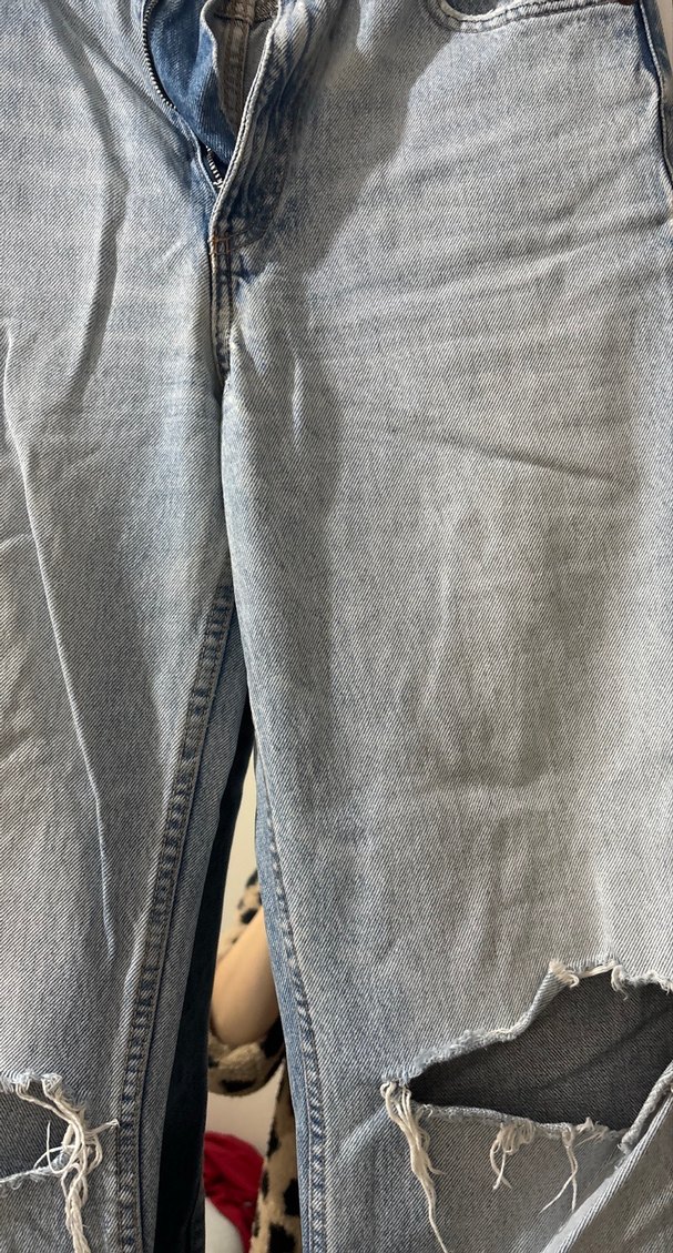 Gri Yırtık Midi Denim Kadın Jean - Görsel 2