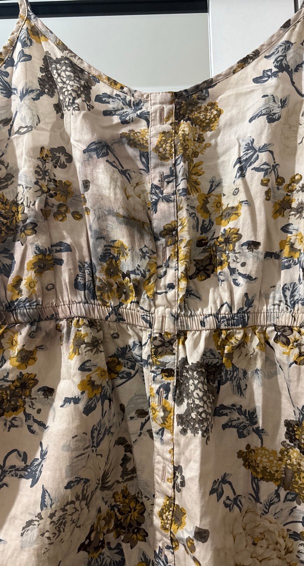 Çiçek Desenli Askılı Keten bluz - Görsel 2