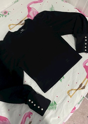 Bershka vatkalı siyah kazak - Görsel 2