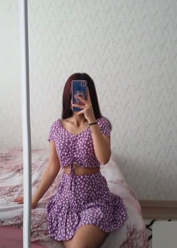 Mor Bağcıklı Mini Elbise - Görsel 2