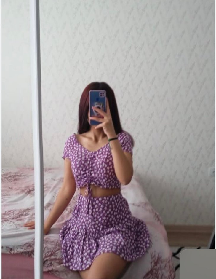 Mor Bağcıklı Mini Elbise - Görsel 2