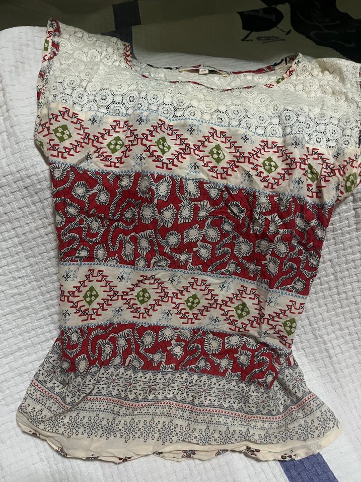 Dantel Detaylı Bohem Desenli Kadın Bluz - Görsel 2