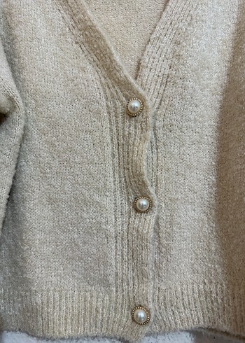 Bej Örgü Kadın Hırka - Görsel 2