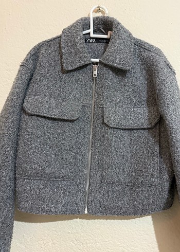 Gri Fermuarlı Kadın Kısa Mont - Görsel 2