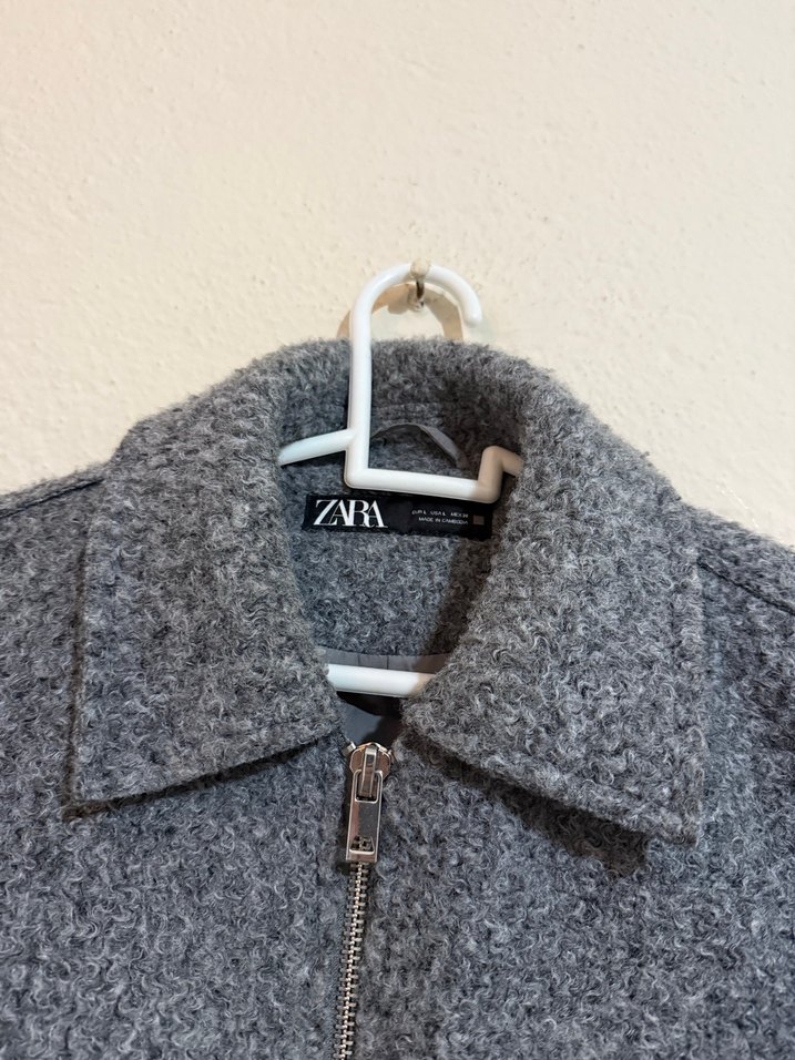 Gri Fermuarlı Kadın Kısa Mont - Görsel 3