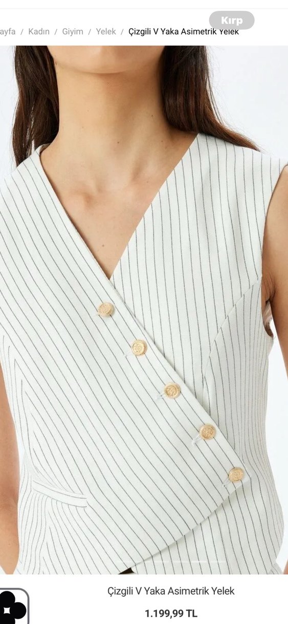 Koton Beyaz Çizgili Keten Pilili Kadın Pantolon - Görsel 2