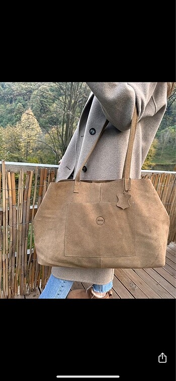 Hakiki süet deri çanta - Görsel 2