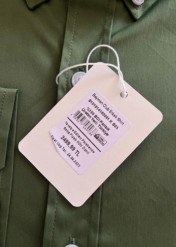 m Beden haki Renk Düğmeli Uzun Kollu Gri-Khaki Erkek Gömlek
