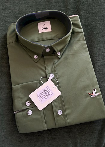Beymen Club Düğmeli Uzun Kollu Gri-Khaki Erkek Gömlek