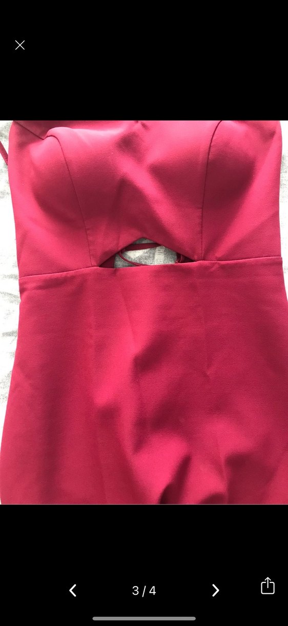 Bordo Uzun Askılı V Yakalı Abiye Elbise - Görsel 4