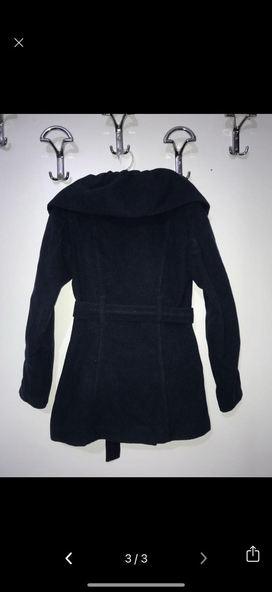 Kemerli Kışlık lacivert Kadın Kaban - Görsel 3