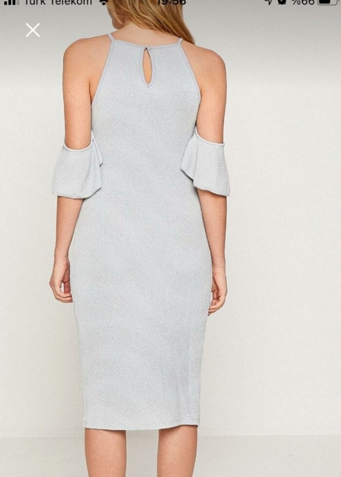 Gri simli elbise - Görsel 2