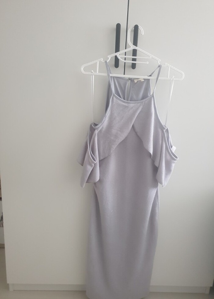 Gri simli elbise - Görsel 4