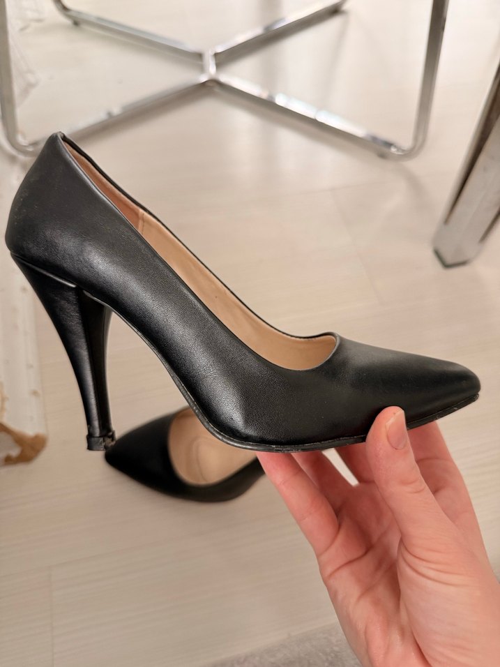 Siyah  Stiletto Topuklu Kadın Ayakkabı - Görsel 4