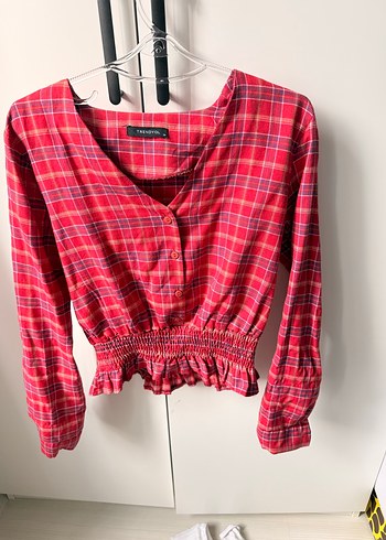 Uzun Kollu, Düğmeli Kırmızı Kareli Gömlek - Görsel 4