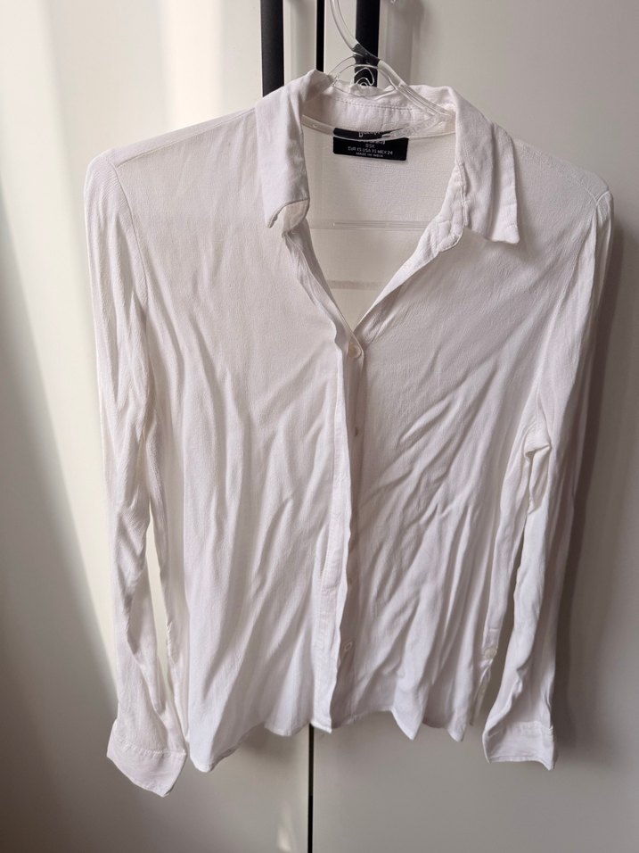 Beyaz Uzun Kollu beyaz gömlek - Görsel 3