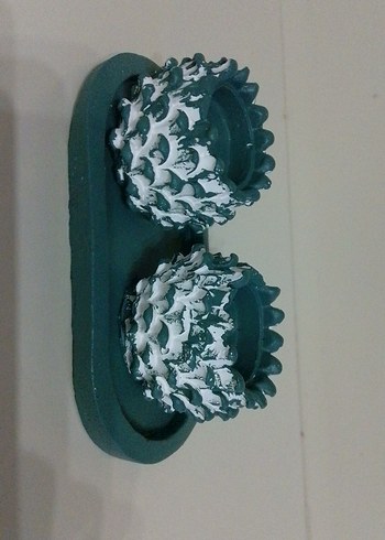 Yeşil Çiftli Kozalak Mumluk - Görsel 2