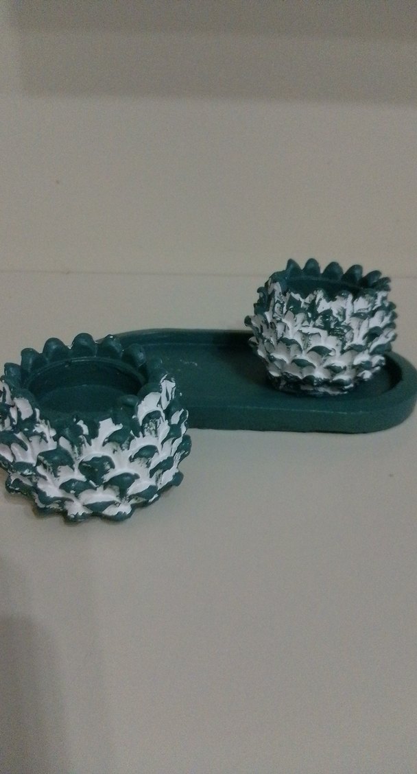 Yeşil Çiftli Kozalak Mumluk - Görsel 3