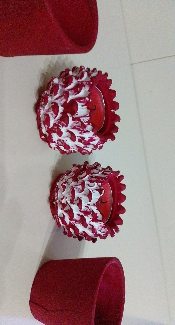 Kırmızı Dekoratif Mum ve Mumluk Seti - Görsel 2