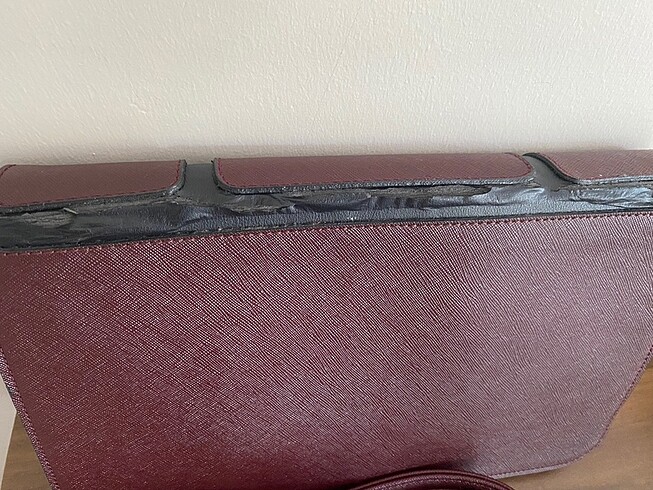 Bordo-siyah portföy çanta - Görsel 5