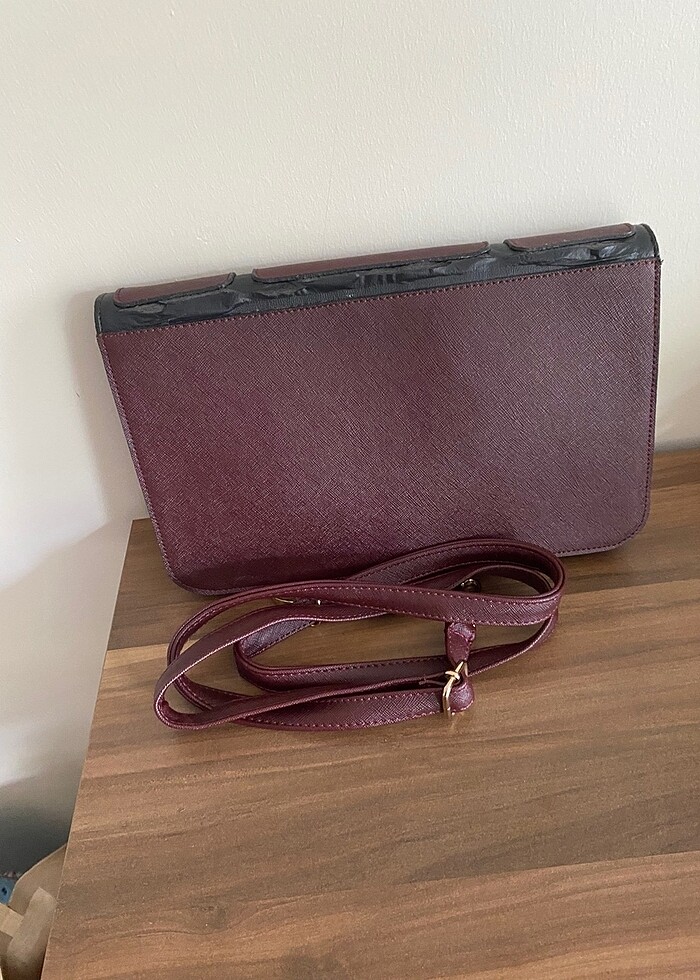Bordo-siyah portföy çanta - Görsel 4
