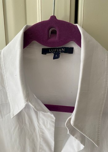 Düğmeli Beyaz Keten Kadın Gömlek - Görsel 4