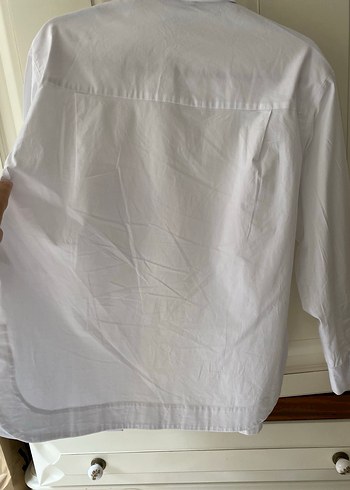 Düğmeli Beyaz Keten Kadın Gömlek - Görsel 2