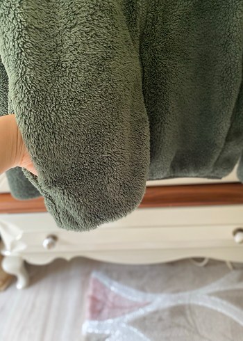 Koyu yeşil Fermuarlı Kadın Polar Ceket - Görsel 4