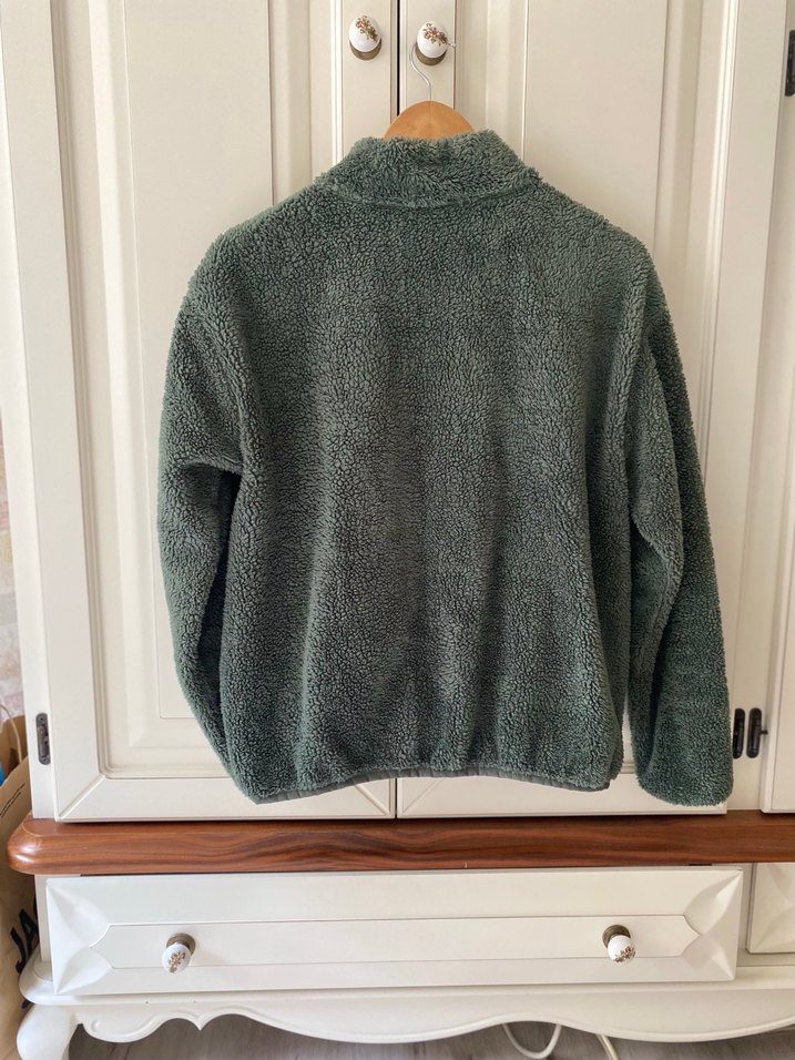 Koyu yeşil Fermuarlı Kadın Polar Ceket - Görsel 3